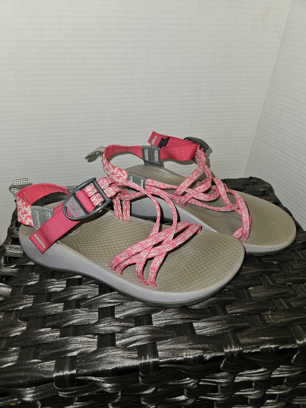 Chaco Kids Coral Pink and Gray Strappy Sport Sandals